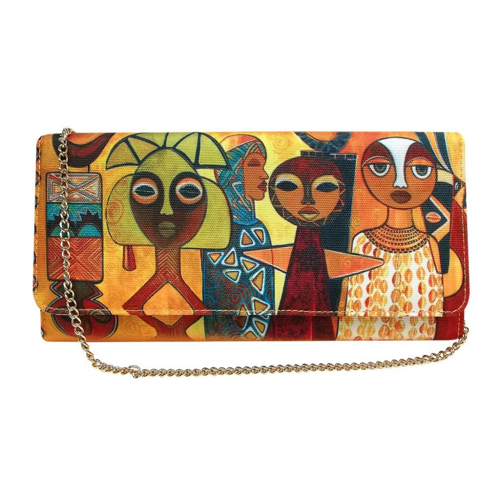 Shades of Color, Windows to Africa Clutch Bag w Detachable Chain Shoulder Strap